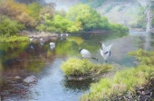 【朝鲜油画】水中仙鹤