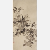 墨染春晖，纸本水墨，45cm×95cm ，2014年