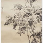 水墨向日葵，纸本水墨，45cm×70cm ，2014年 (2)