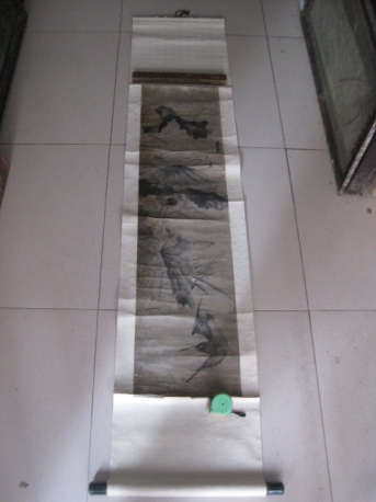 陈寿彝 清代浙江绍兴 花鸟条幅，尺寸114-29cm