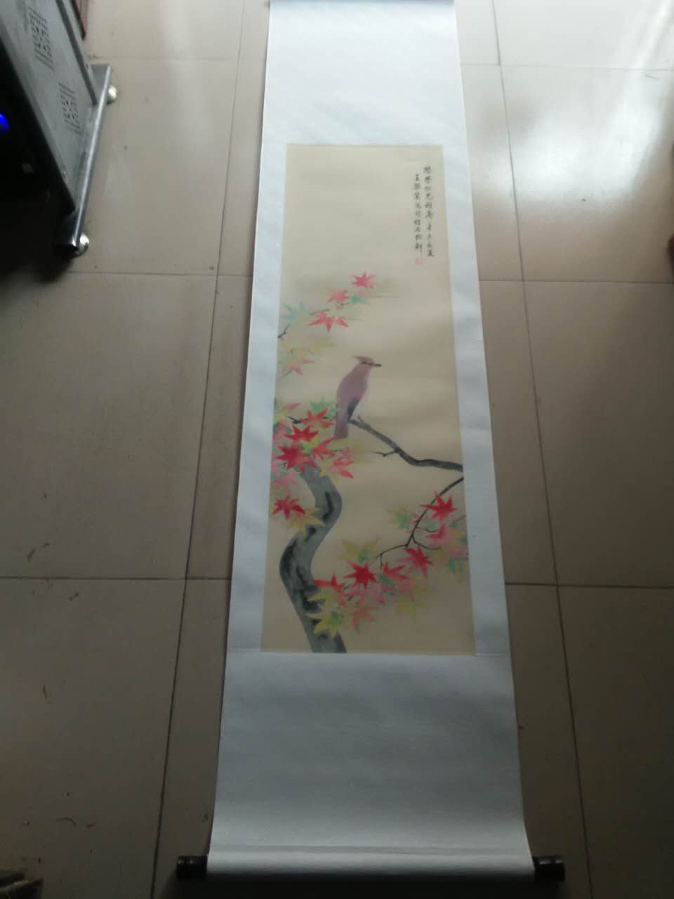 王琴侬 浙江山阴 京剧青衣 花鸟条幅，尺寸106-33cm