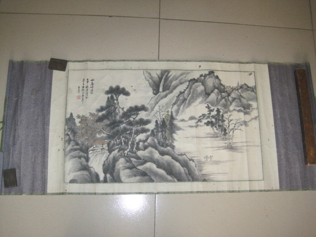 李子荣 湖南衡阳 光绪翰林 山水横幅，尺寸65-39cm