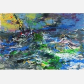 自由的航行（2015）纸本油彩 47-70cm