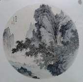 国画山水圆光