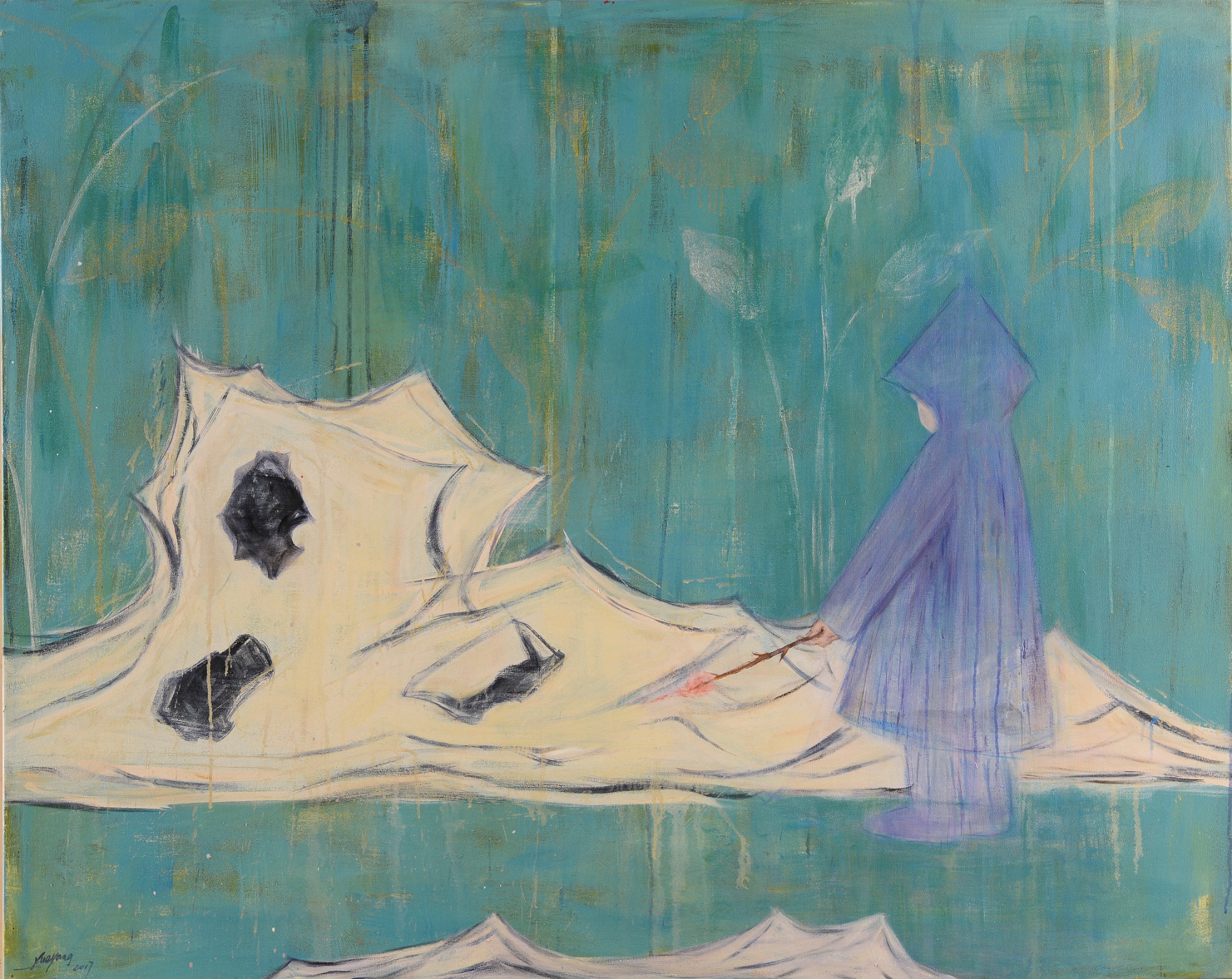 《潮湿的季节》，薛扬，2017年，布上油画，120x150cm 
