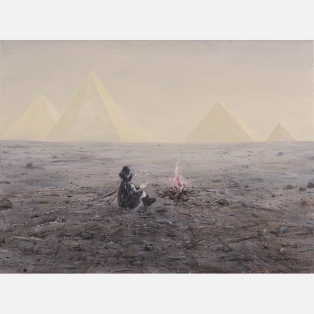 《古老的地平线》，布上油画，60X80cm ，薛扬，2017年