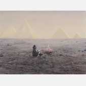 《古老的地平线》，布上油画，60X80cm ，薛扬，2017年