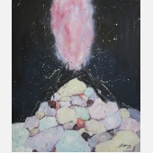 《火起时有烟花飞舞》，布上油画，100X120cm ，薛扬，2016年