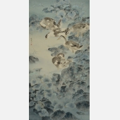 2 工笔花鸟《曲溪影疏疏》156×80cm