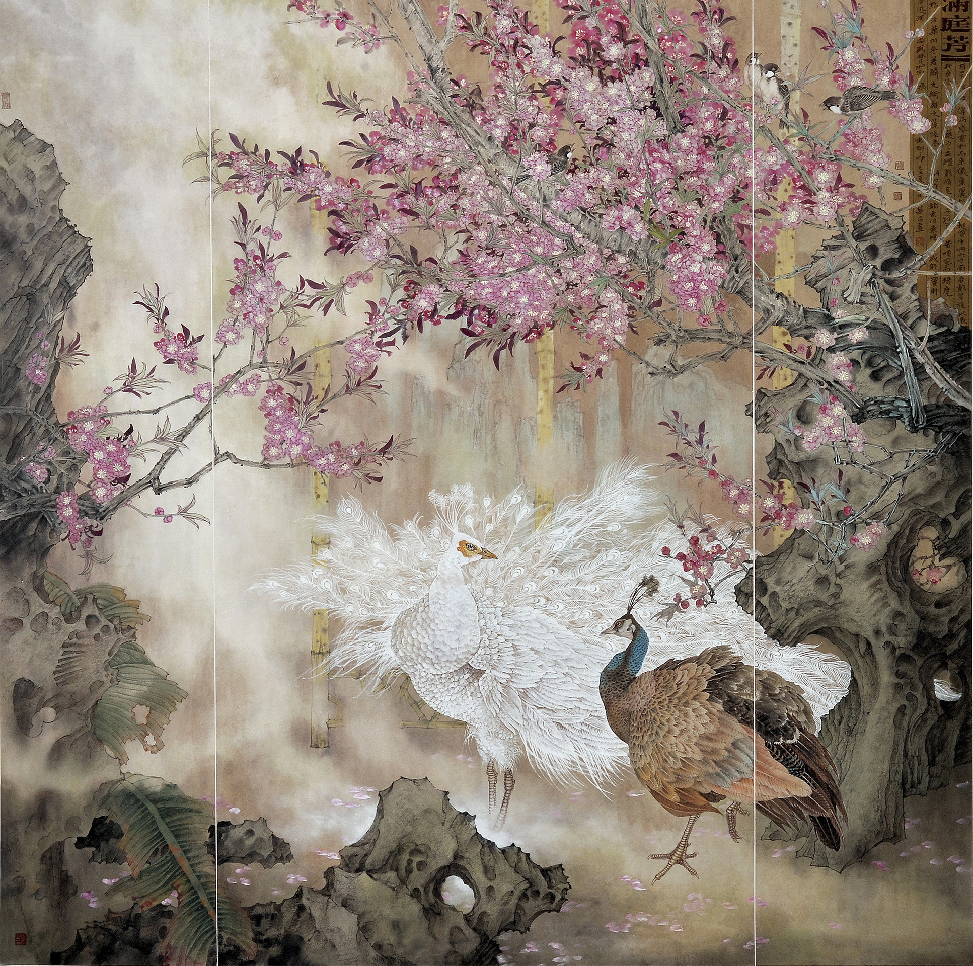 易华昌：中国画《满庭芳》180x180cm