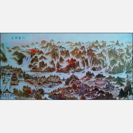 大型木板套彩烙画《多彩贵州》165cmX58cm  2015年