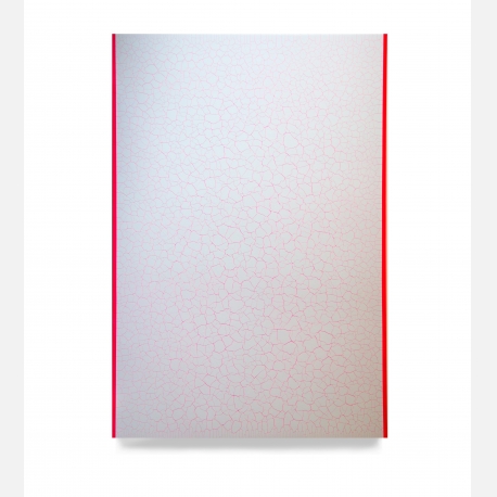 王永衢《Vermilion Days》130x90cm，壓克力顏料，乳膠漆，廣告顏料，木板，2017