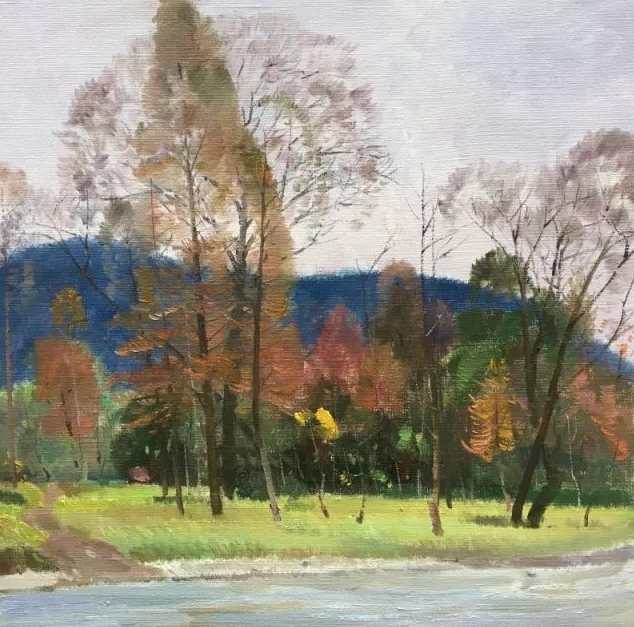 《秋日 . 山溪》油画