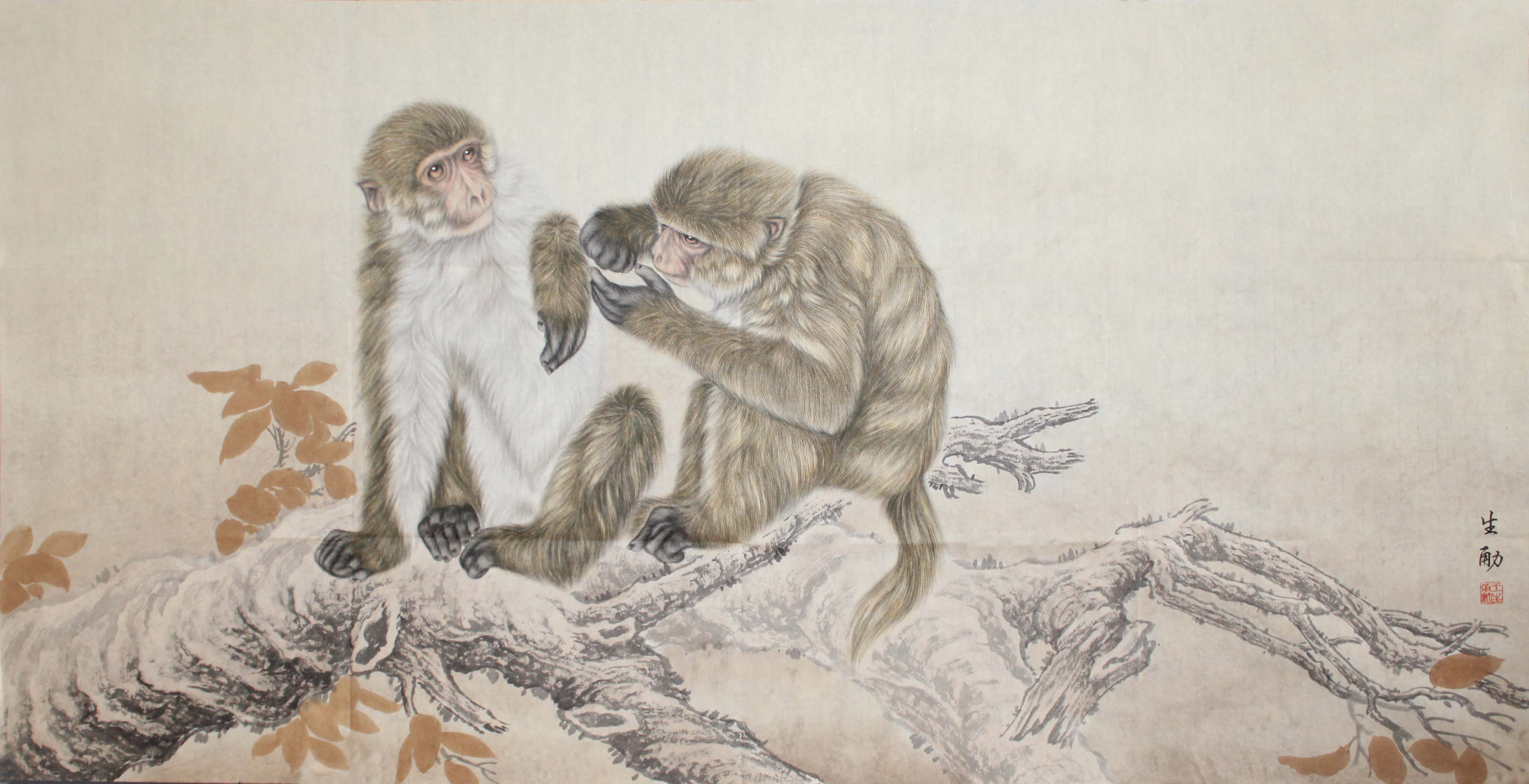 中国工笔画猴子大全图片