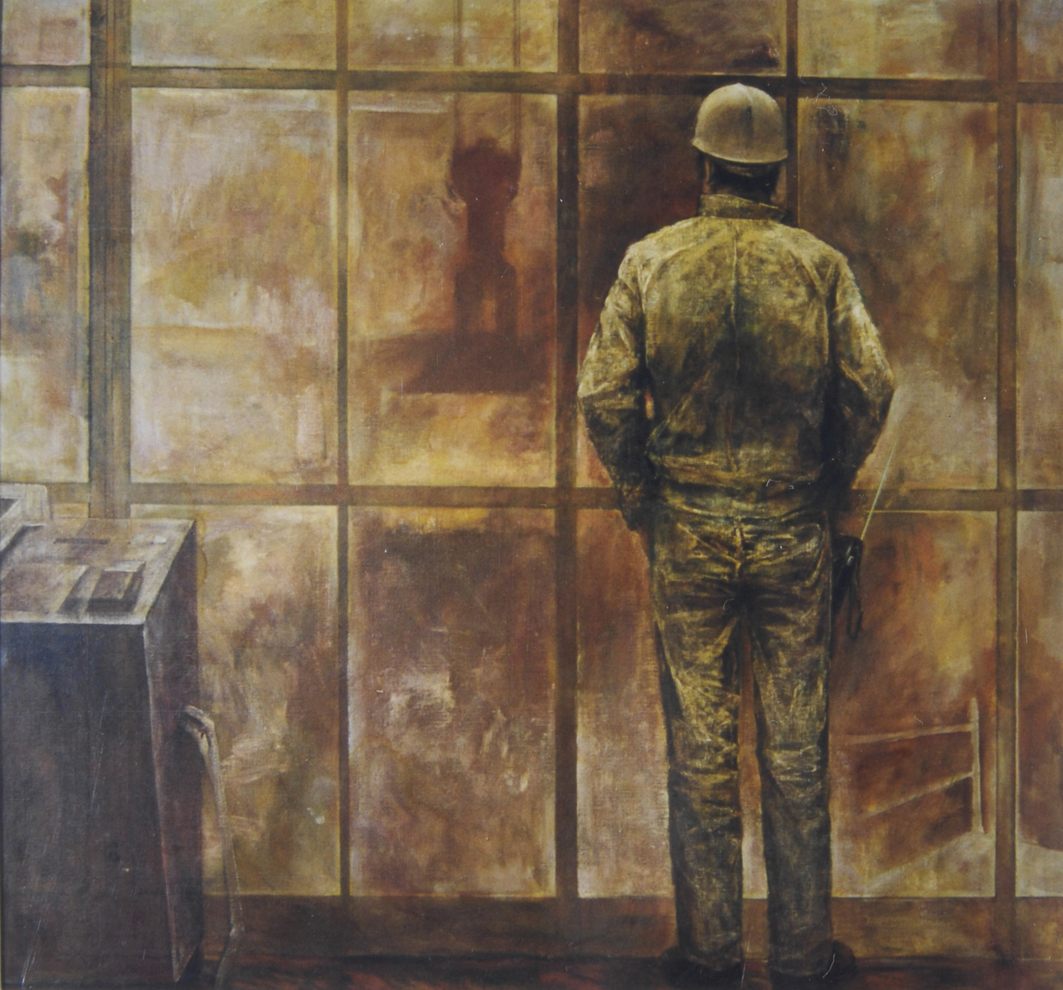 邱瑞敏70年代《炼钢工人》油画