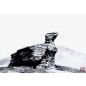 陈化智  钢笔画《阿斯哈图的鹰》27.5x39.2cm