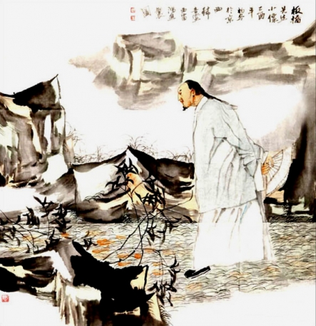 画家岳鸿进 人物画《板桥先生》 69x70.5cm