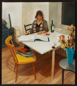 艺术史学者梅塔-玛丽娜-贝克在翻看波洛克画册的时 候不小心把红酒打翻在了桌上