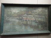 江苏 吴冠中 油画，尺寸70-38cm