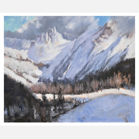 《雪山深处》油画 · 69x56   