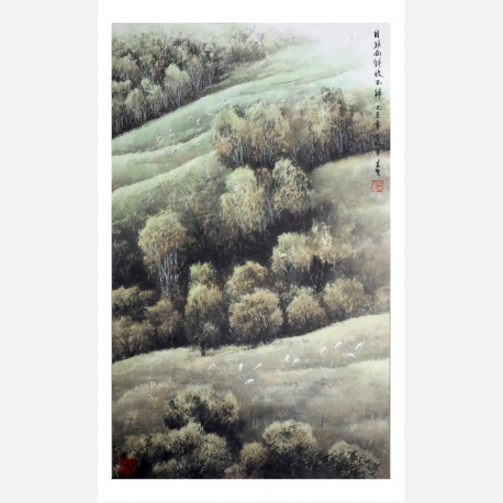 《日头西斜牧不归》2017年 · 中国画 · 尺寸90×62cm齐美生。