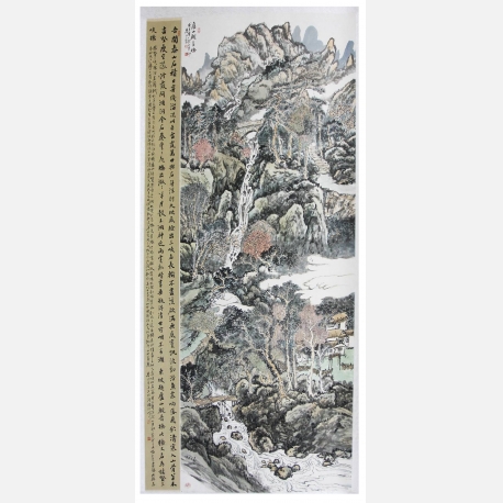 《庐山观音桥》中国画 · 尺寸180×75cm