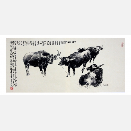 《野牧图》中国画 · 尺寸30×60cm