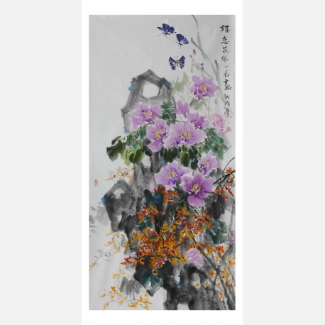 《蝶恋花》中国画 · 尺寸137×70cm