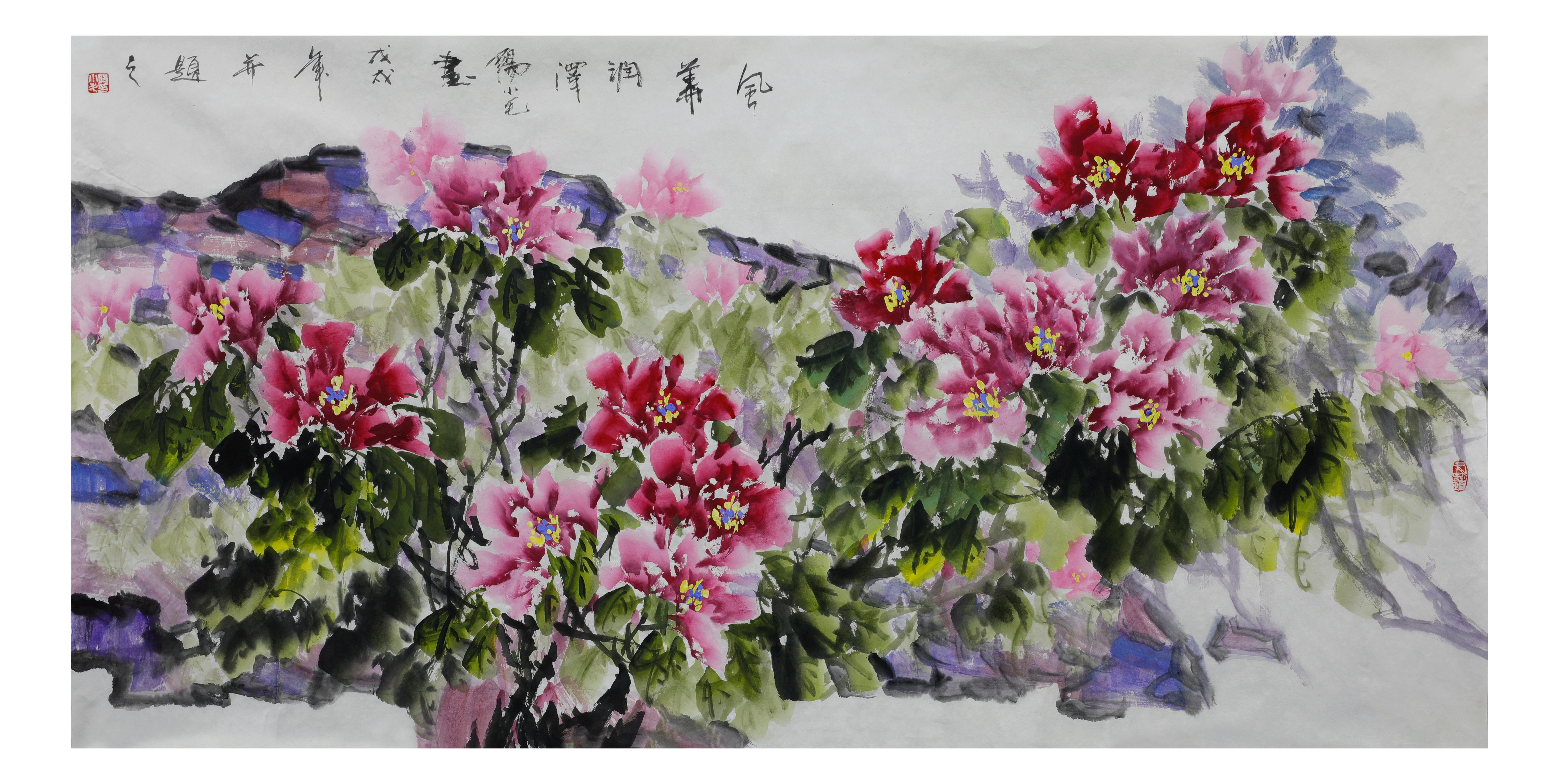 《风华润泽》中国画 · 尺寸70×137cm