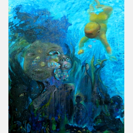 《降世-认知》（亚麻布油画138cmx180cm）1989