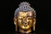 收藏珍品！藏传、十七世纪，铜鎏金释迦牟尼佛首像