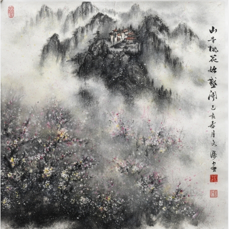 山寺桃花始盛开 60x59cm