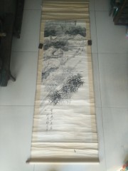 北京戏剧名人 梅兰芳 梅竹条幅，尺寸134-43cm