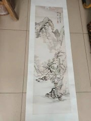 清代江苏名人  王溥 山水条幅，尺寸109-31cm
