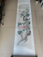 清代四川名家 王恩隆（青城山人）花卉条幅，尺寸138-34cm