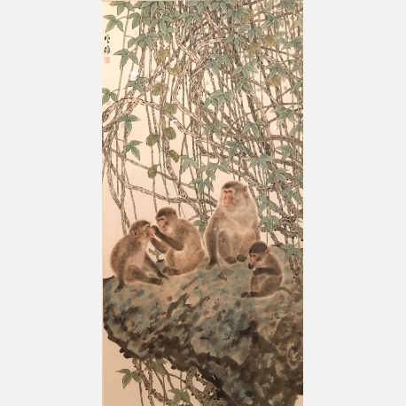 《密林猴踪》 138x69cm 2014