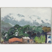 博卡拉的云雨，木板油画，21x30cm,2013