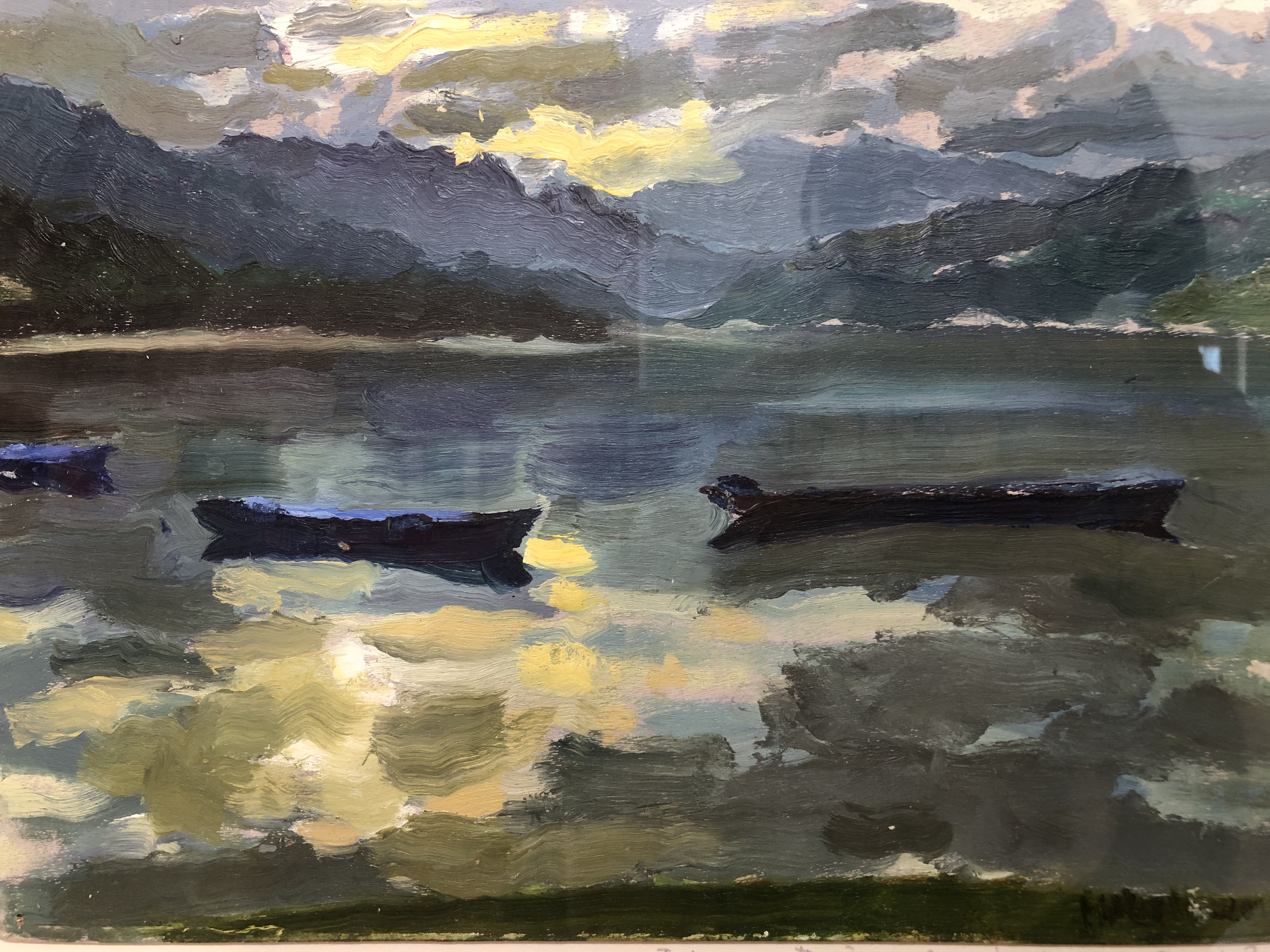 博卡拉 费雯湖，木板油画，21x30cm ，2013