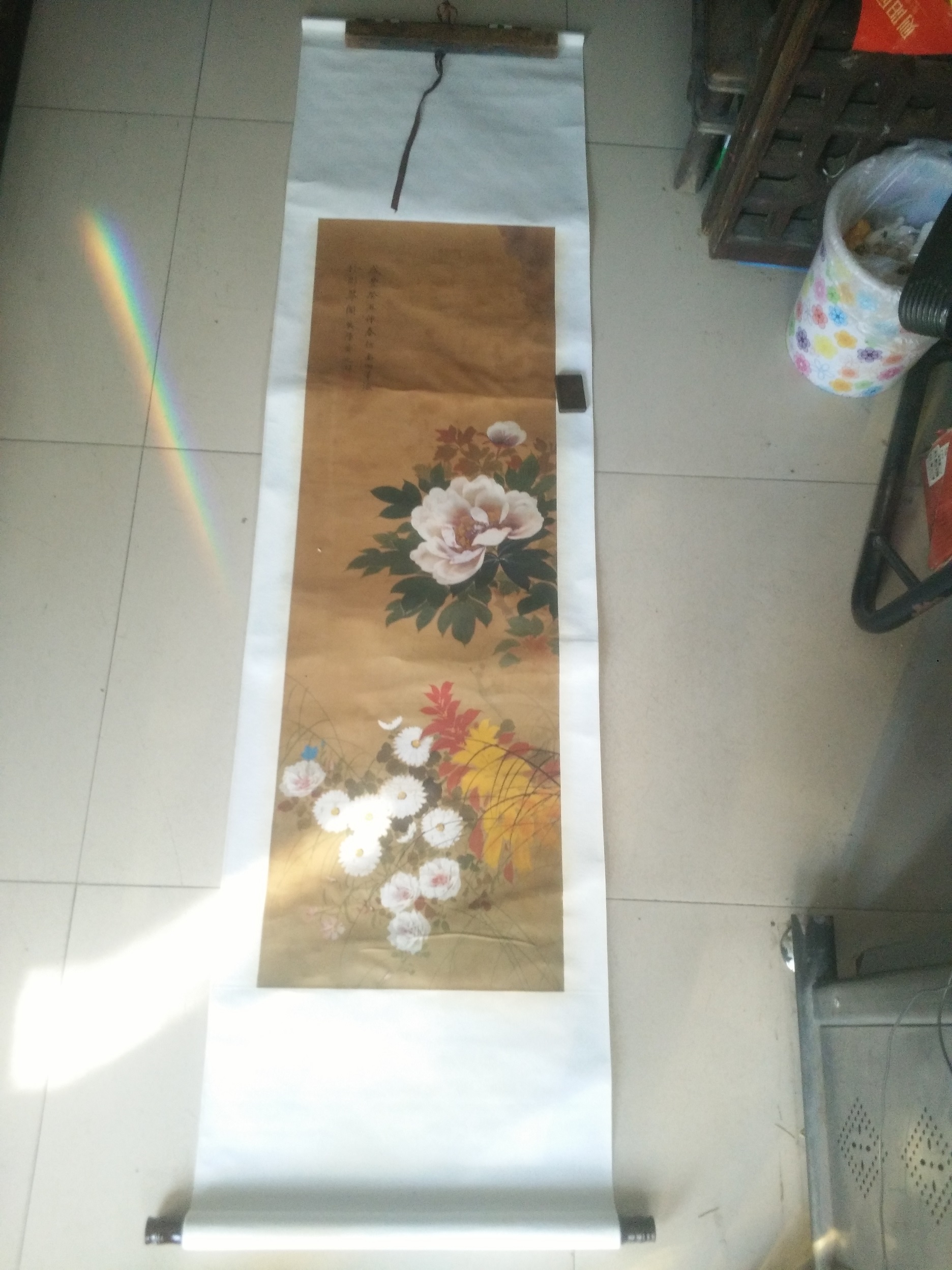 清代女画家 黄之淑 广东吴川籍 绢本花卉尺寸112-32cm