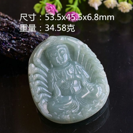 千手观音老坑高冰种极品蓝水精雕挂件34.58g