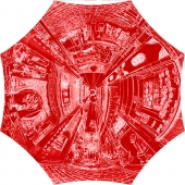 全景伞：红底线描长崎中华街