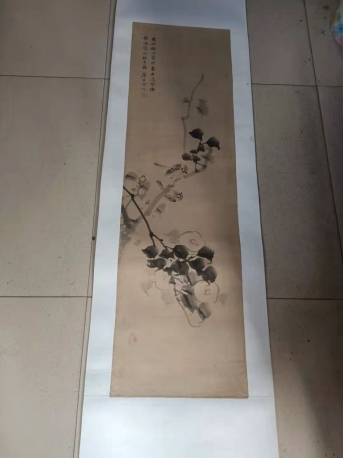 晚清浙江温州名人，宋恕（宋衡）花鸟条幅，尺寸99-29cm