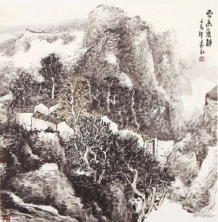 孙远利山水画《云高气静》66x69cm