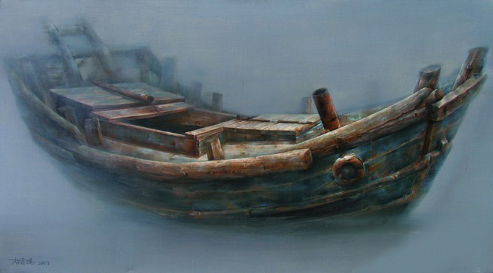 李国瑞 油画《老船》45X70cm