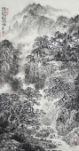 欧阳小林 山水《春山野霭》 68x136cm