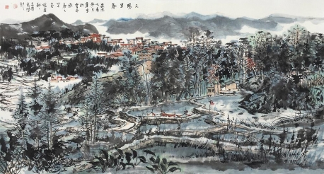 傅吉鸿 山水画《元阳早春》58x96cm