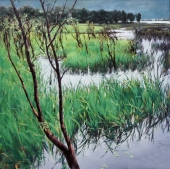 胡晓钢 布面油画《湿地》165x165cm