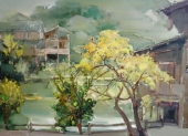肖波 布面油画《靖州之夏》80x60cm 