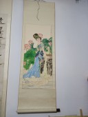 北京名人金大钧（爱新觉罗大钧） 工笔仕女条幅，尺寸87-37cm
