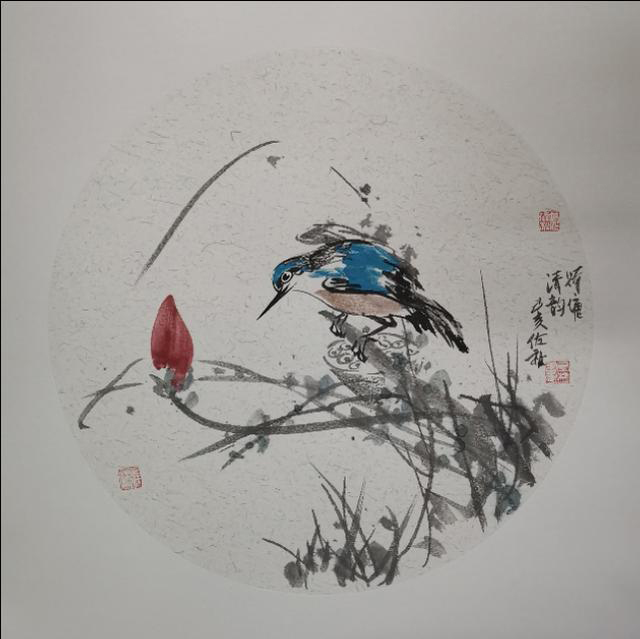 姬佐秋 花鸟画《荷塘清韵》68x68cm